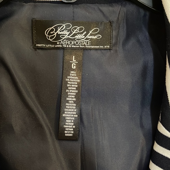 L navy & white stripe jacket. 3/4 sleeve. Aeropostale - Picture 2 of 6